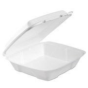 Dart Foam Hinged Lid Container, 1-Comp, 9 x 9 2/5 x 3, White, PK200 90HTPF1R